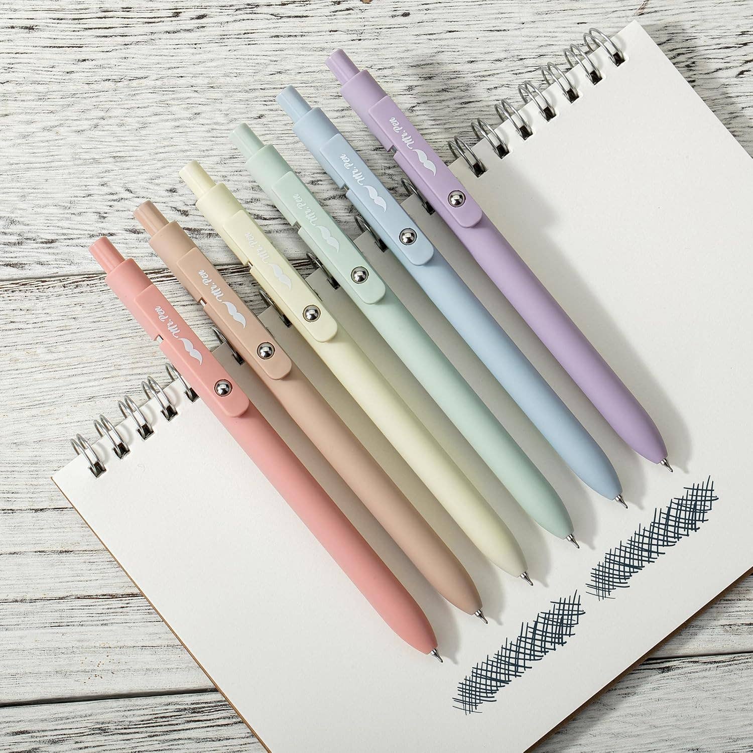 Retractable Gel Pens, 6 Pack, 0.5mm Fine Point, Pastel Color Barrels, Black Ink: Standard
