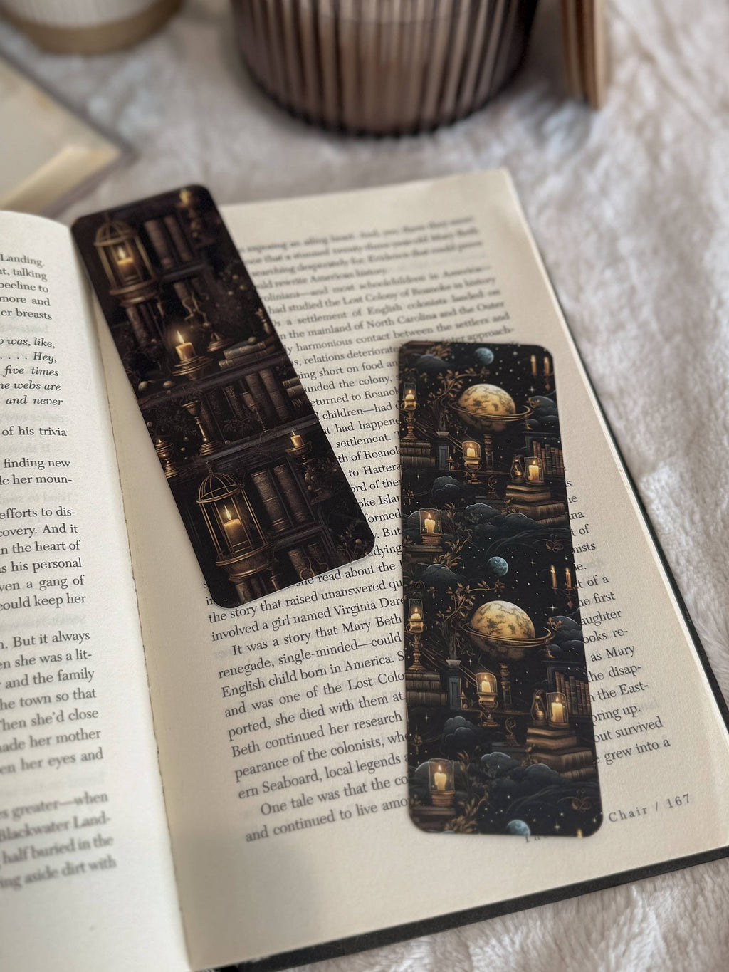 Midnight Sky-Night Library Bookmark Set, Dark Academia: Planets / Soft Touch Matte