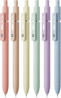 Retractable Gel Pens, 6 Pack, 0.5mm Fine Point, Pastel Color Barrels, Black Ink: Standard