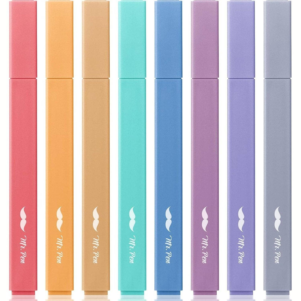 Mr. Pen- Aesthetic Highlighters, 8 Pcs, Chisel Tip, Muted Pastel Color, No Bleed