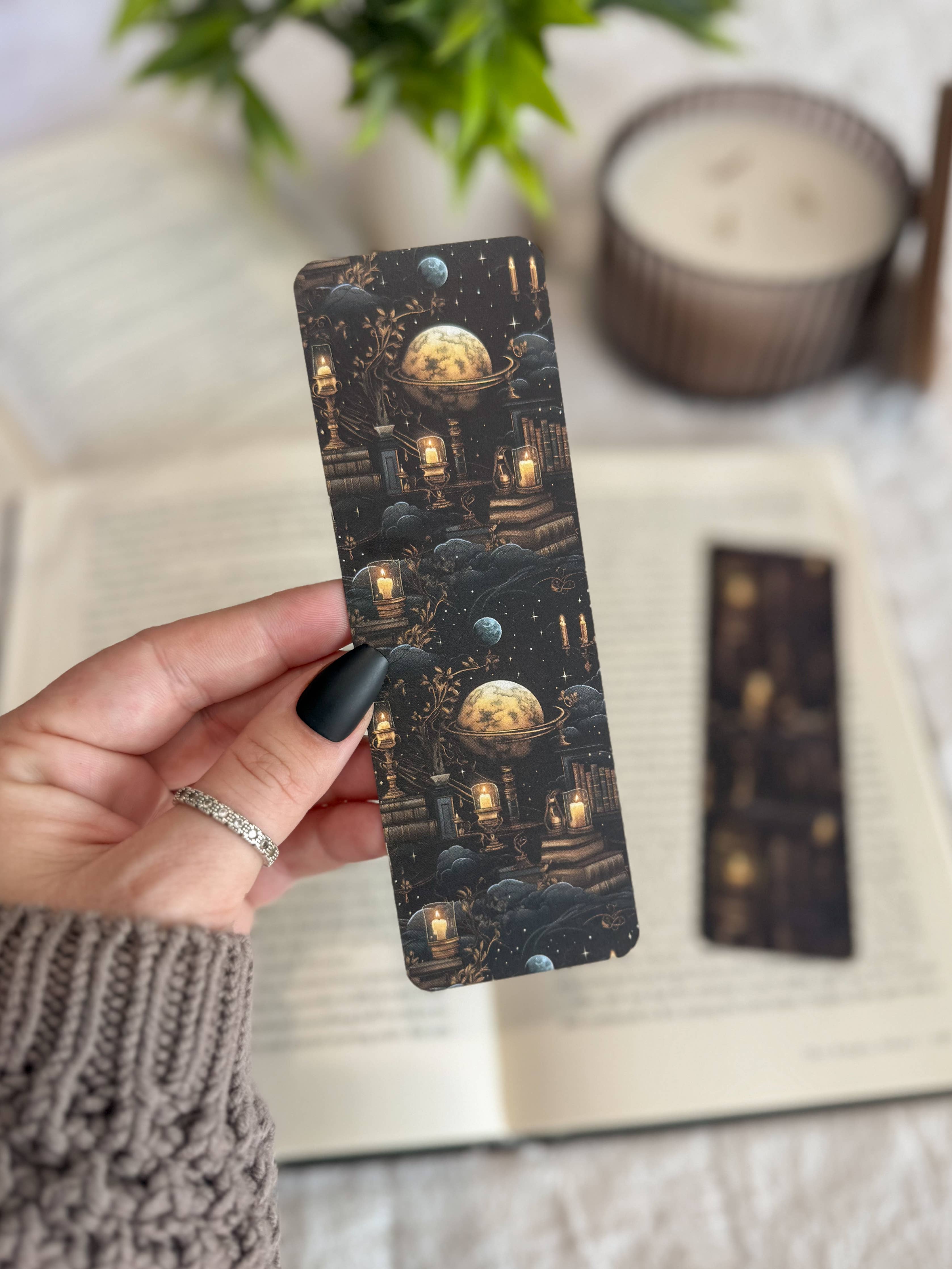 Midnight Sky-Night Library Bookmark Set, Dark Academia: Planets / Soft Touch Matte