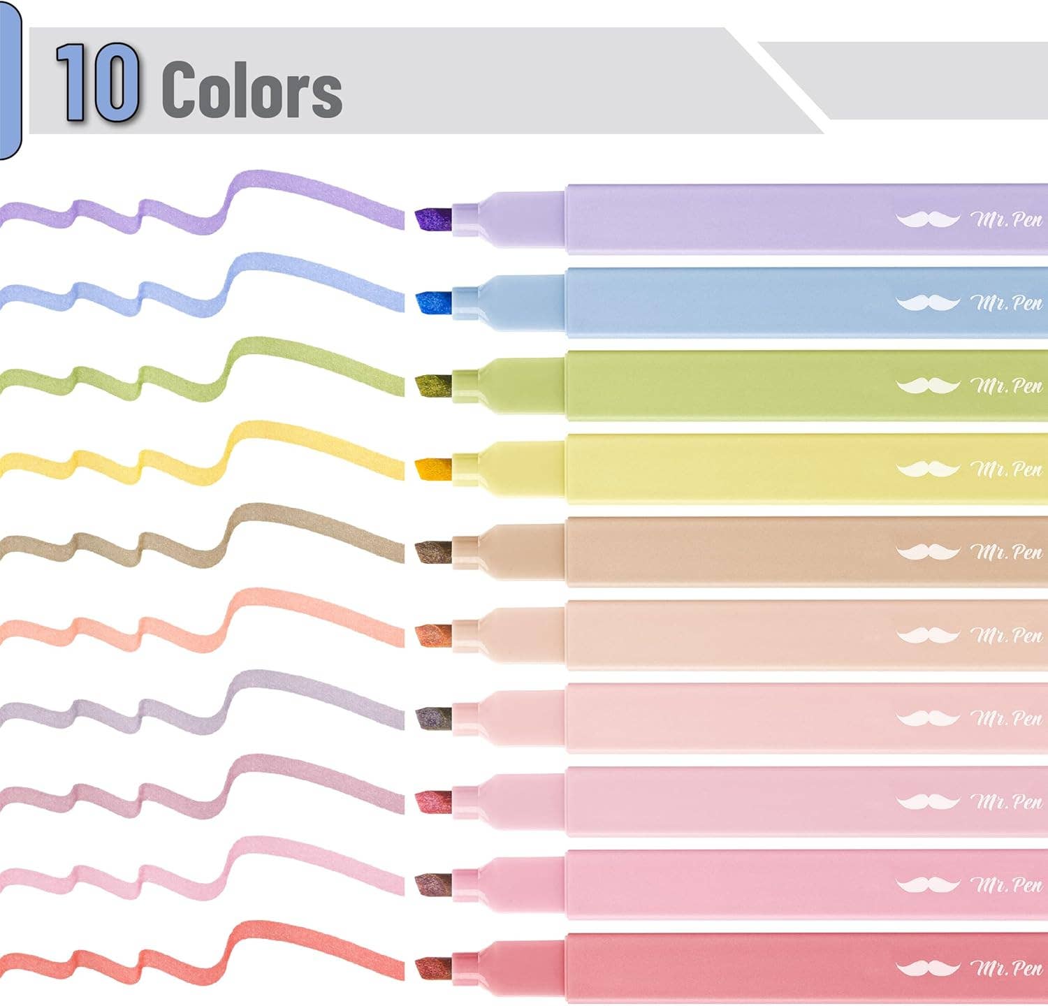 Mr. Pen- Aesthetic Highlighters, 10 pcs, Colorful, Chisel Tip, Cute Highlighters Assorted Colors, Bible Highlighters and Pens No Bleed