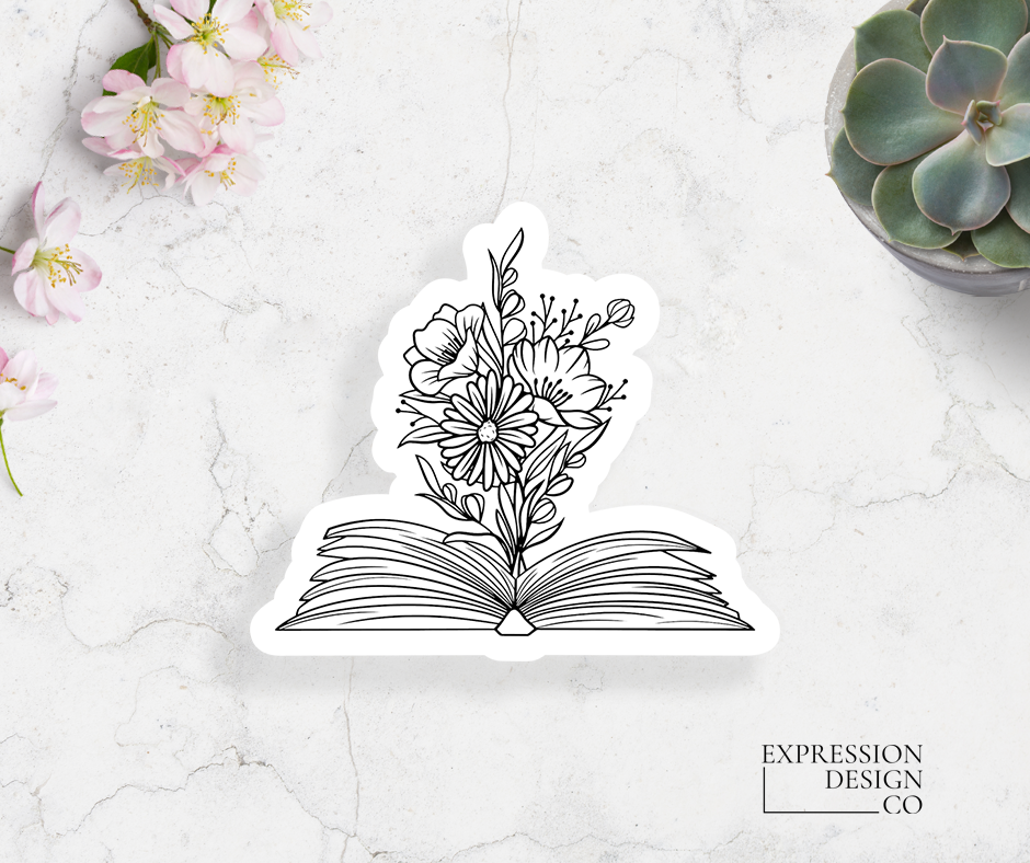 Floral Book Vinyl Sticker