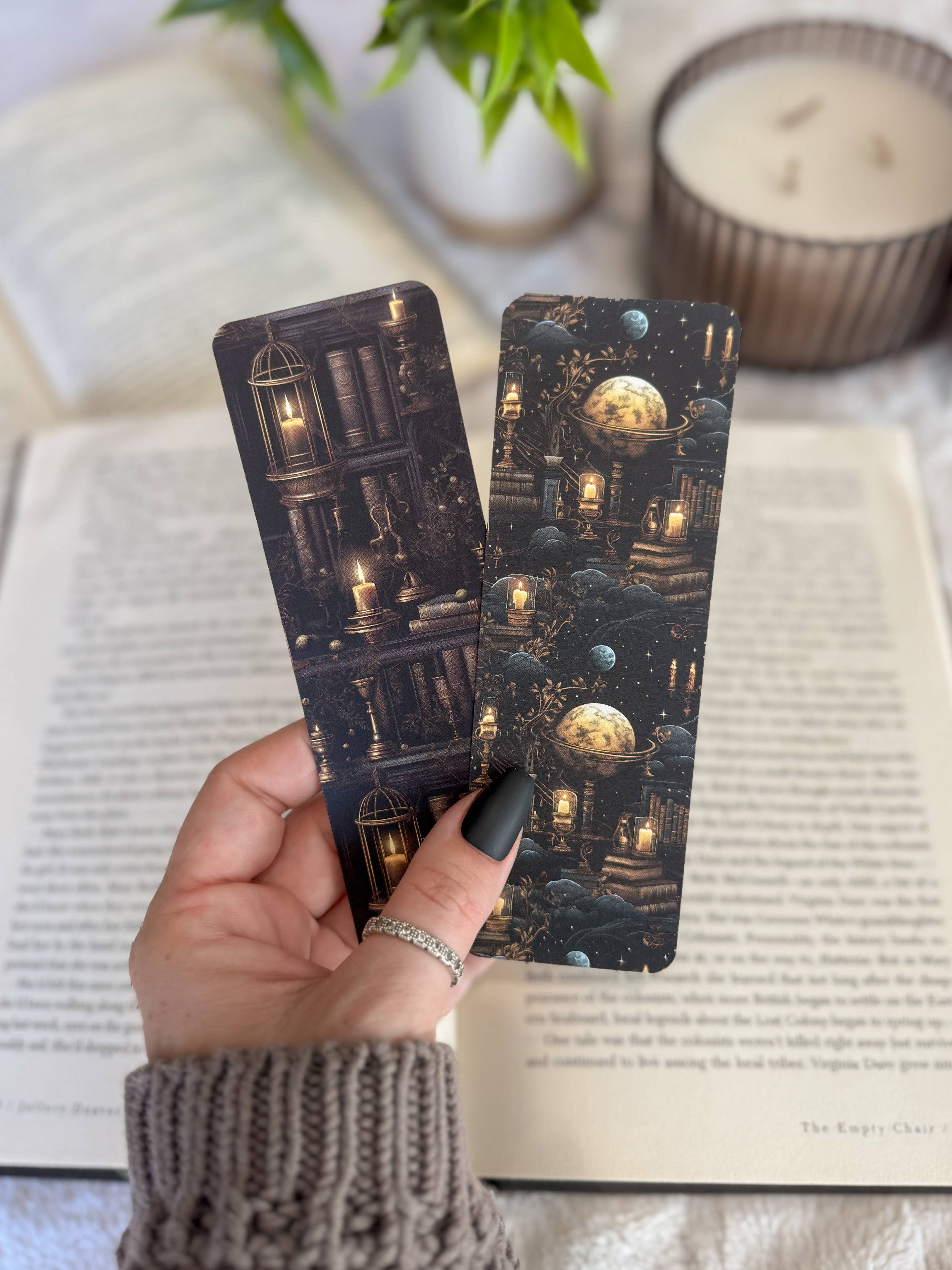 Midnight Sky-Night Library Bookmark Set, Dark Academia: Planets / Soft Touch Matte